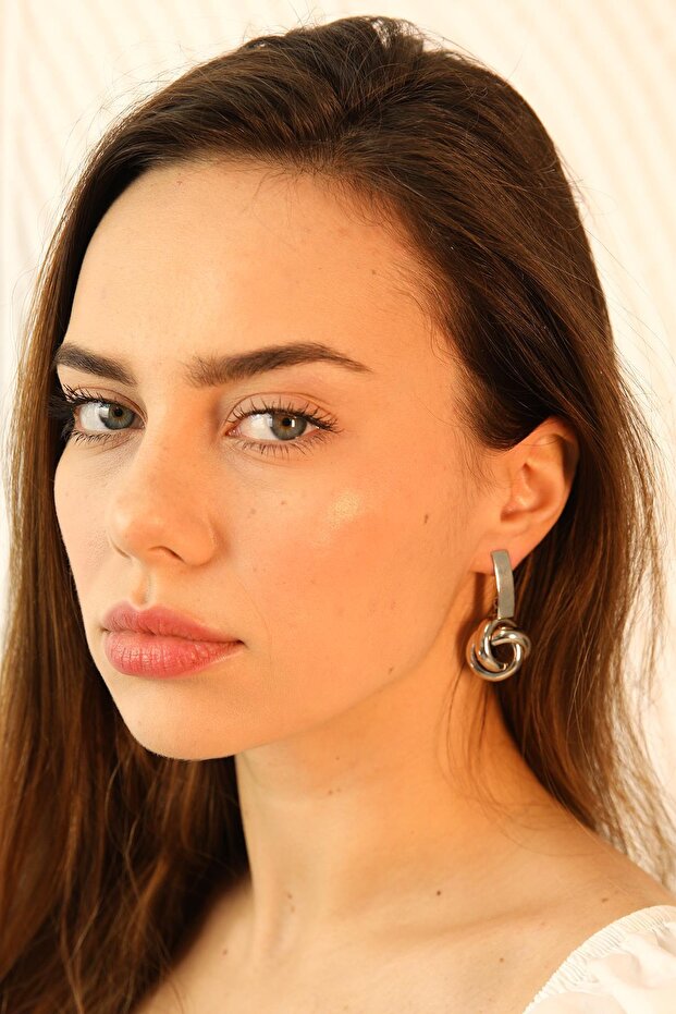 أقراط متدلية فضية اللون (4 سم) - 3