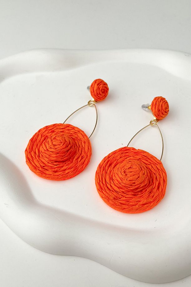 Şapka Modeli Hasır Örgü Küpe(EN:4CM BOY:8CM) - 1