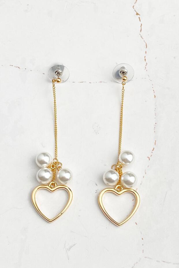 Pearl Heart Dangle Earrings