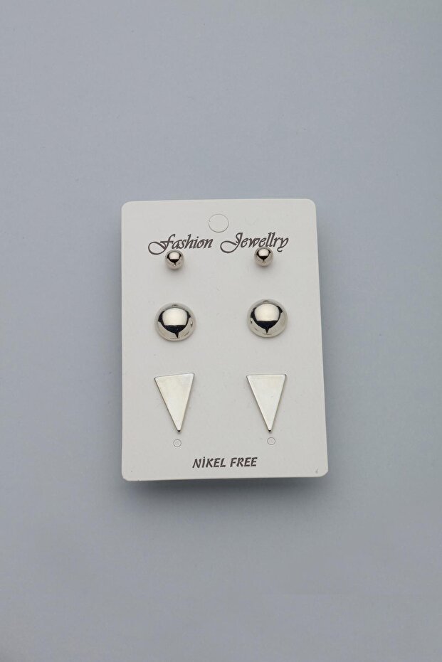 مجموعة أقراط متعددة على شكل مثلث هندسي - 2