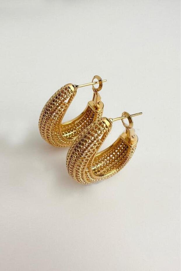 أقراط سلة من النحاس الصلب الأصفر الذهبي - 3