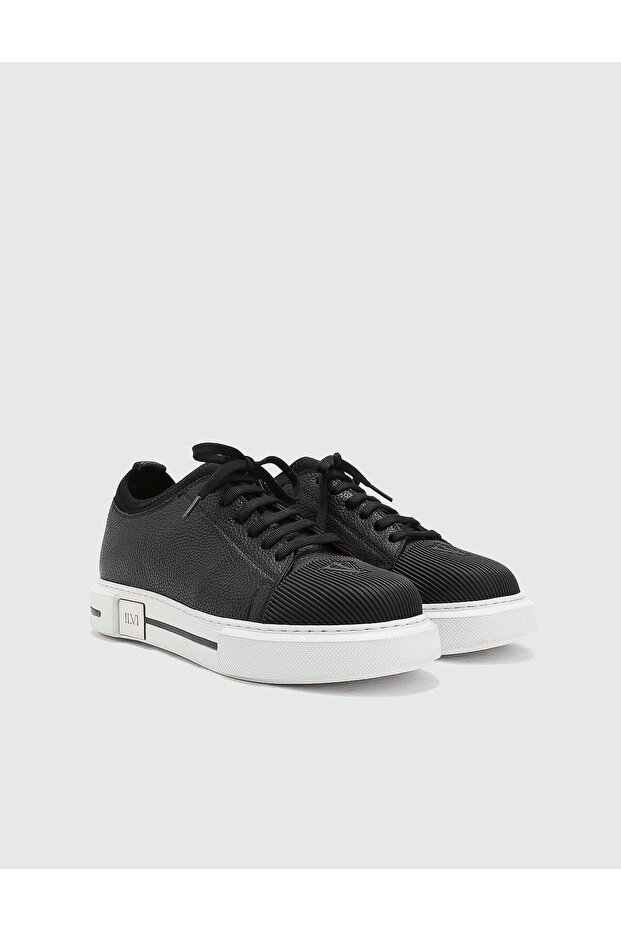 Bart Genuine Leather Men's Black Sneakers