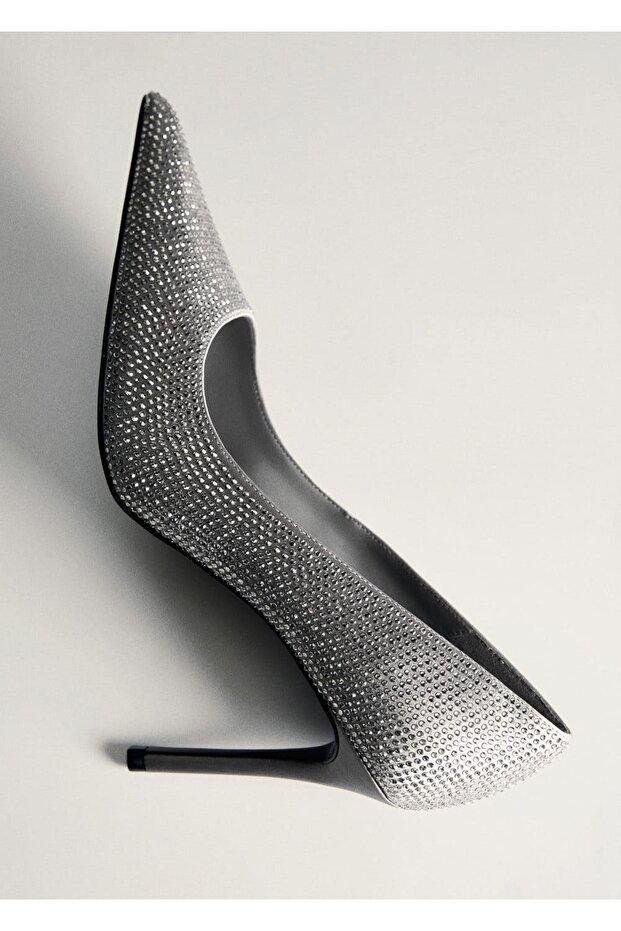 Strass taşlı topuklu ayakkabı - 6