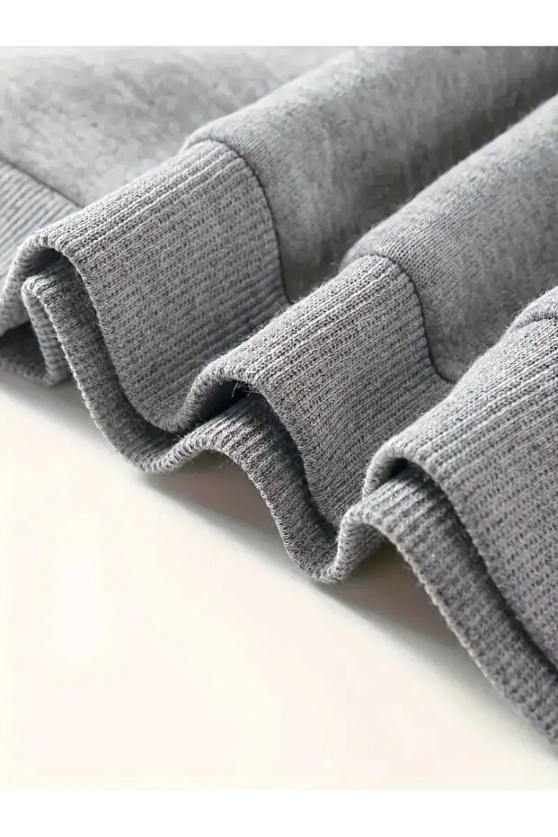 Printed Oversize Crew Neck Gray Sweatshirt - 4