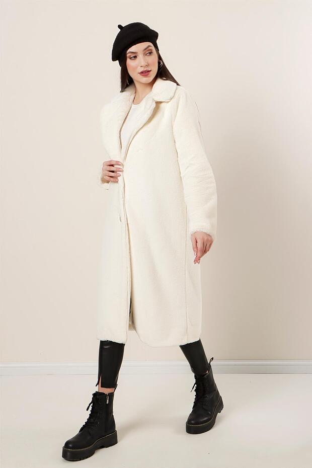 Long Plush Coat with Lining Inside