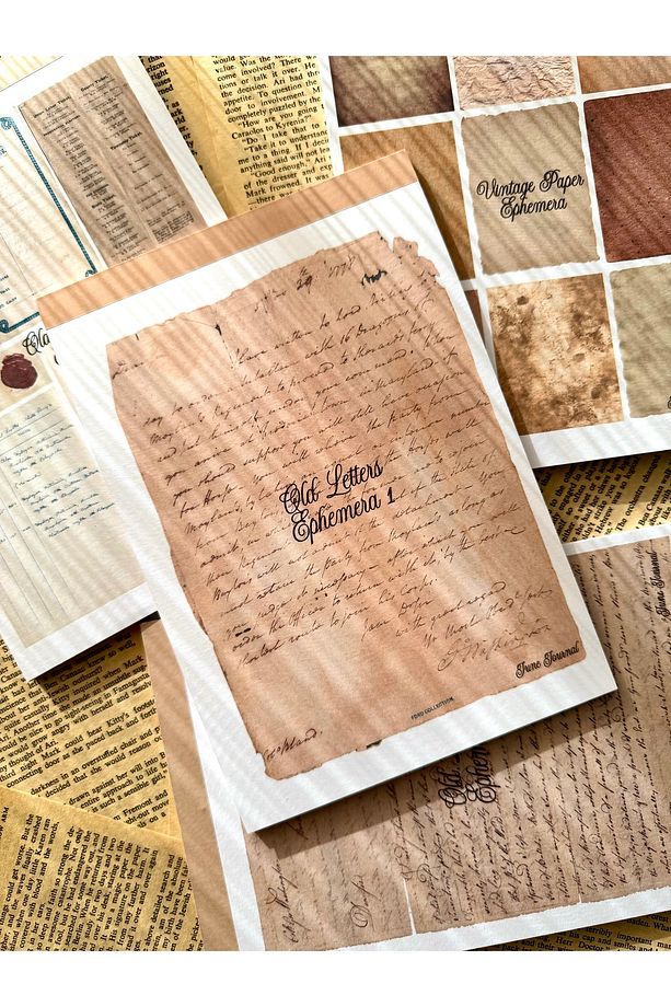 Old Letters Ephemera 1 Sticker Kitabı ( Bullet Journal Ve Ajandalar İçin İdealdir) - 1