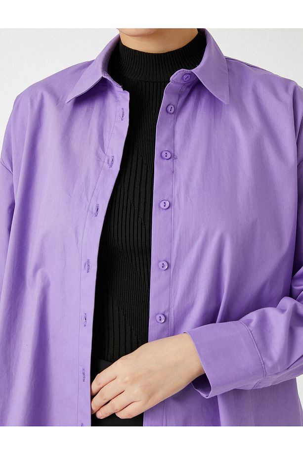 Oversize Basic Gömlek Pamuklu - 5
