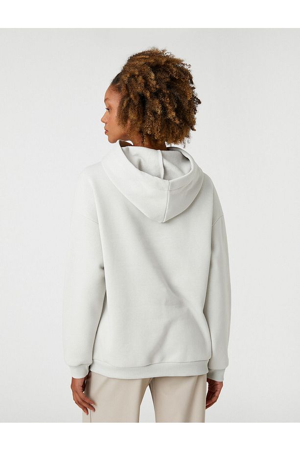 Şardonlu Kapüşonlu Basic Sweatshirt Oversize - 4