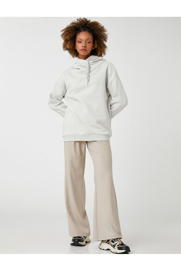 Şardonlu Kapüşonlu Basic Sweatshirt Oversize - 2