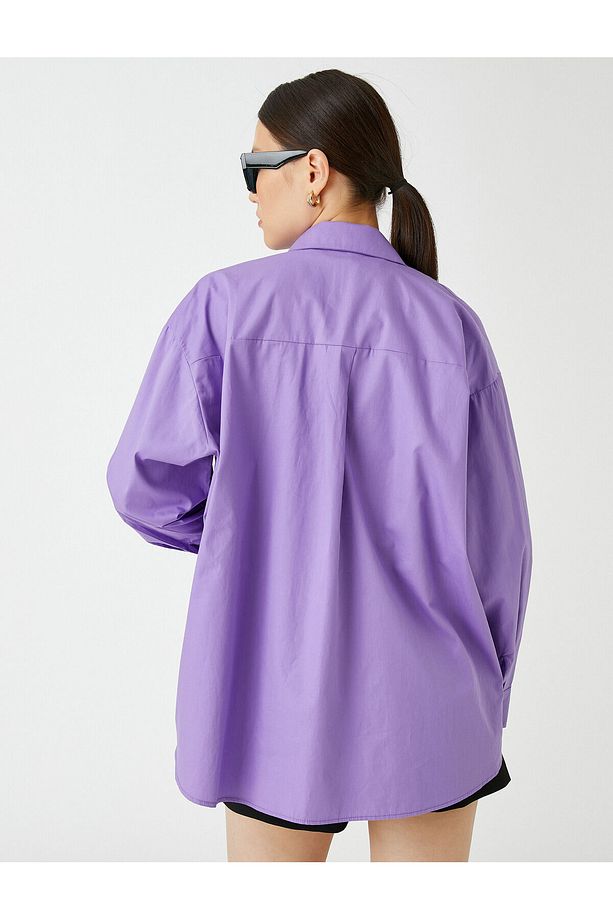 Oversize Basic Gömlek Pamuklu - 4