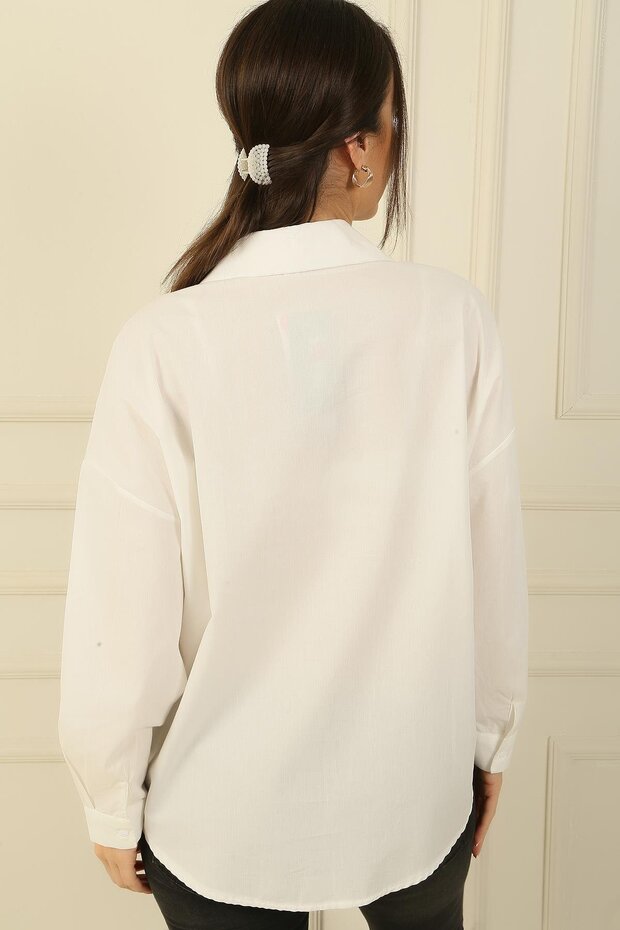 Baskı Taş Detaylı Gömlek - 5