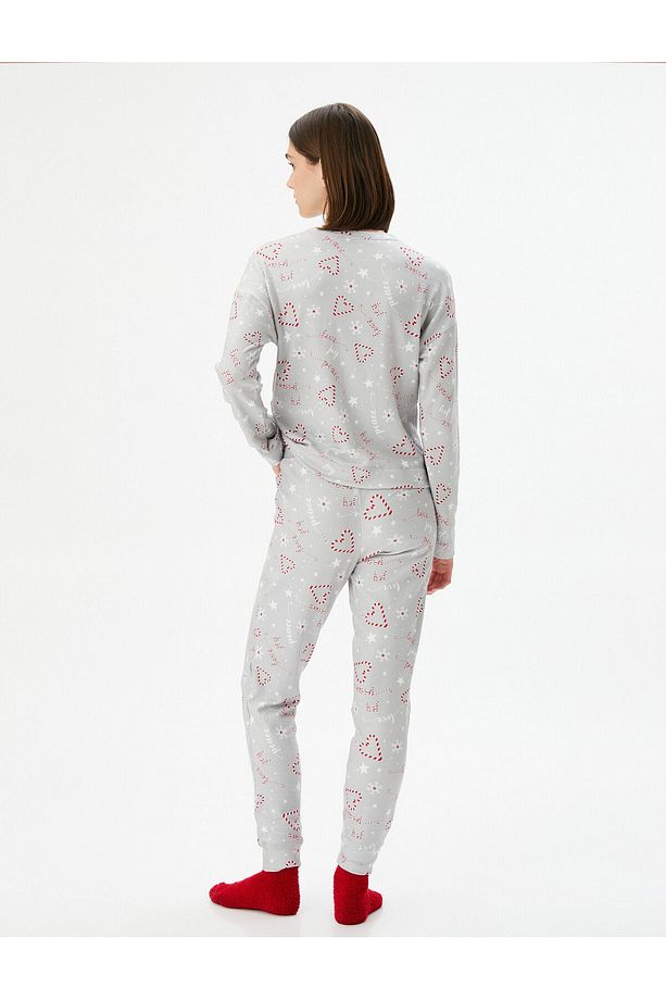 Yılbaşı Pijama Takımı Uzun Kollu Bisiklet Yaka Dar Paça - 4