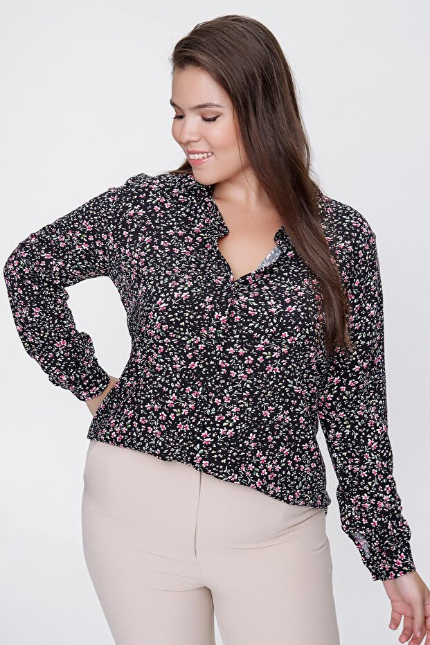 Mini Floral Plus Size Viscose Shirt