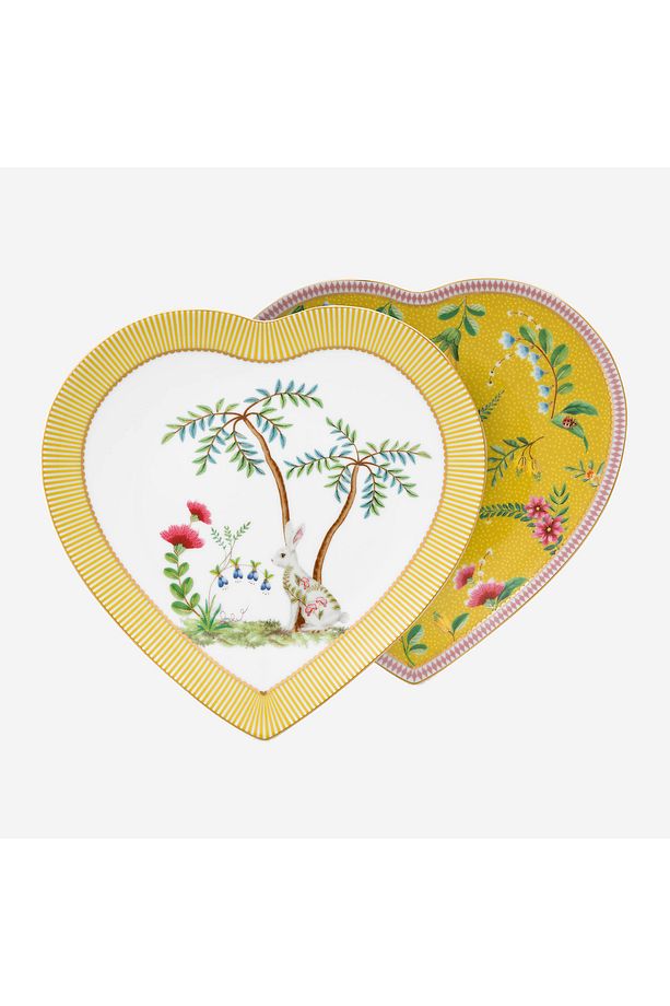 La Majorelle Sarı Porselen Kalpli Tabak Seti 21,5 Cm - 1