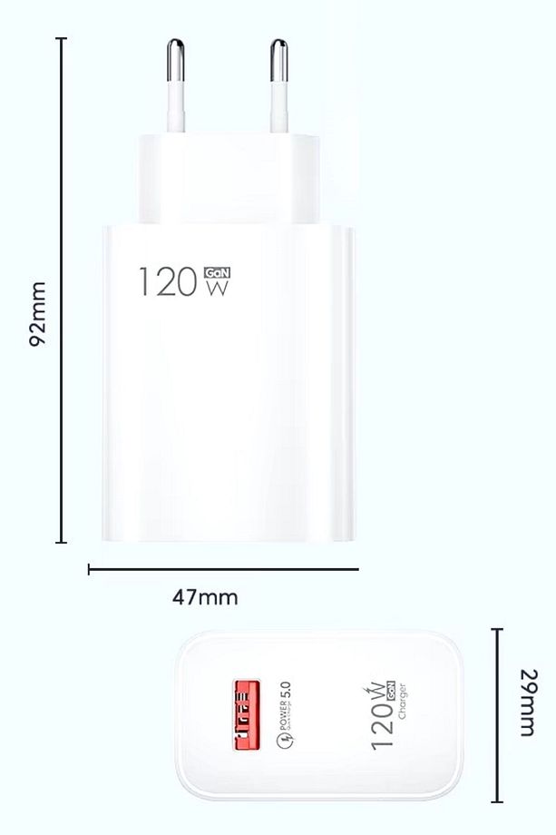 ® 120W USB Hızlı Type C Uçlu Kablolu Şarj Aleti - 5