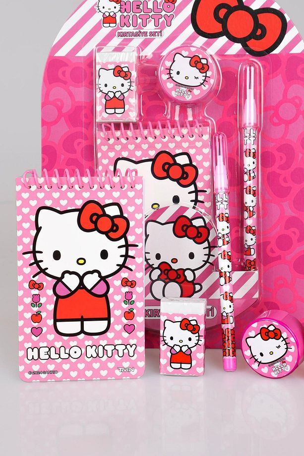 LİSANSLI HELLO KITTY 4'LÜ KIRTASİYE SETİ NOT DEFTERİ,GEÇMELİ KURŞUN KALEM,SİLGİ VE KALEMTRAŞ - 4