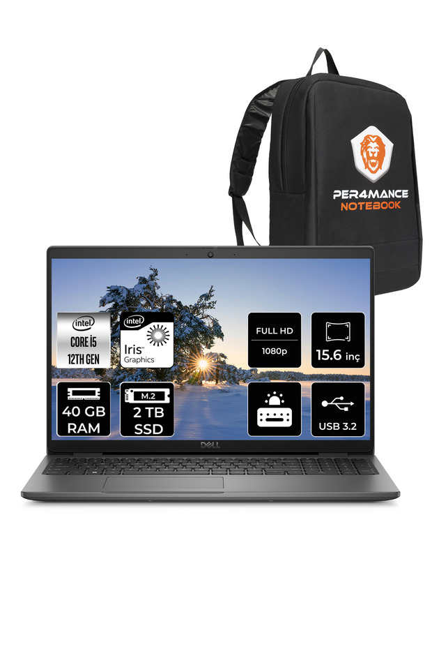 Latitude 3540 Intel Core i5 1235U 40GB 2TB SSD 15.6" FHD FDOS & PER4 Çanta - 1