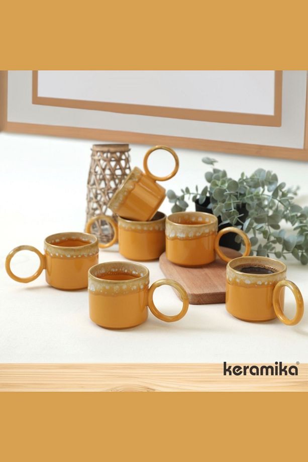 STACKABLE HALKA KULPLU 6 LI FİNCAN 08 CM REAKTİF SHIZEN - 1