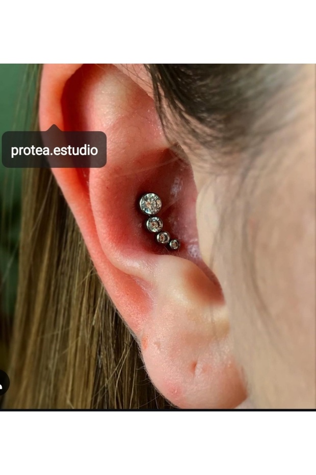 Dört Taş Çelik Tragus Helix Conch Piercing, - 1