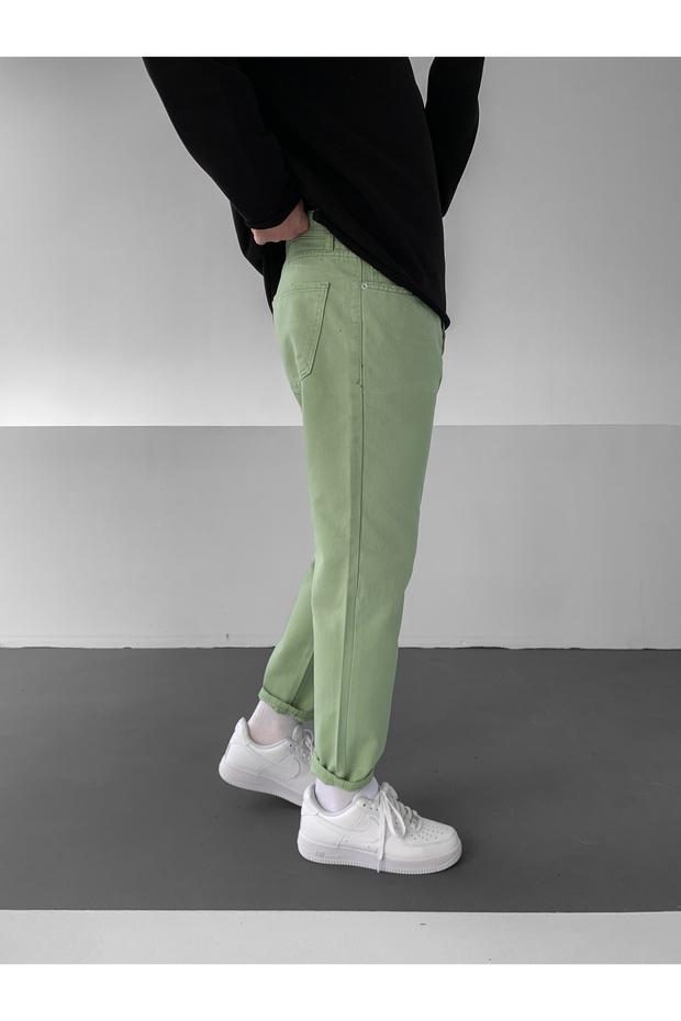 Yeşil Basic Boyfriend Pantolon - 3