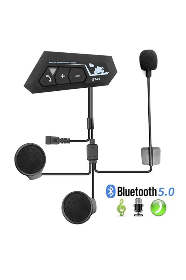Bt22 Kask Mikrofon Kulaklık Bluetooth Motosiklet Kulaklık 5.0 Intercom - 1