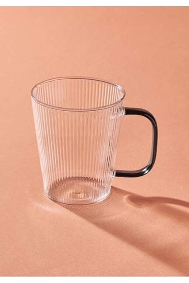 STRİPED BOROSİLİKAT CAM TEKLİ KUPA 400ML - 2