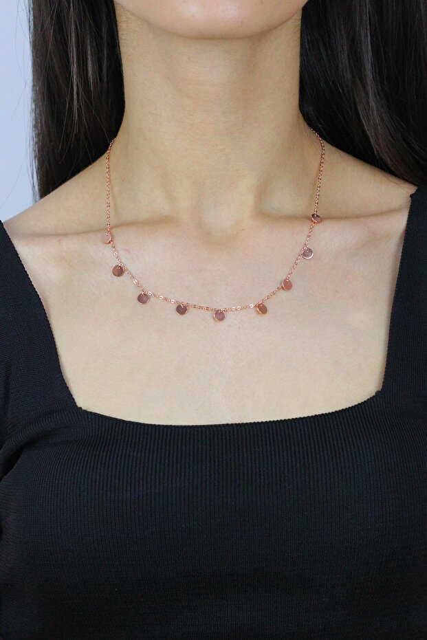 Pullu Rose Gümüş Kolye 7269 - 1