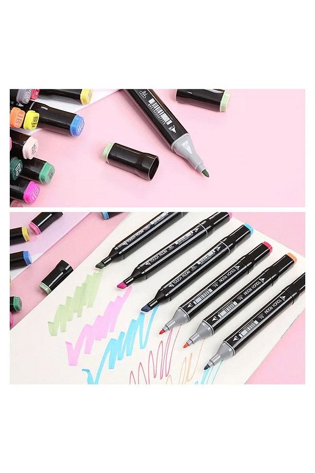 48 Renk Marker Resim Mimari Ve Grafik Tasarım Kalemi 48 Lİ Çift Taraflı Marker Keçeli Kalem Seti - 8