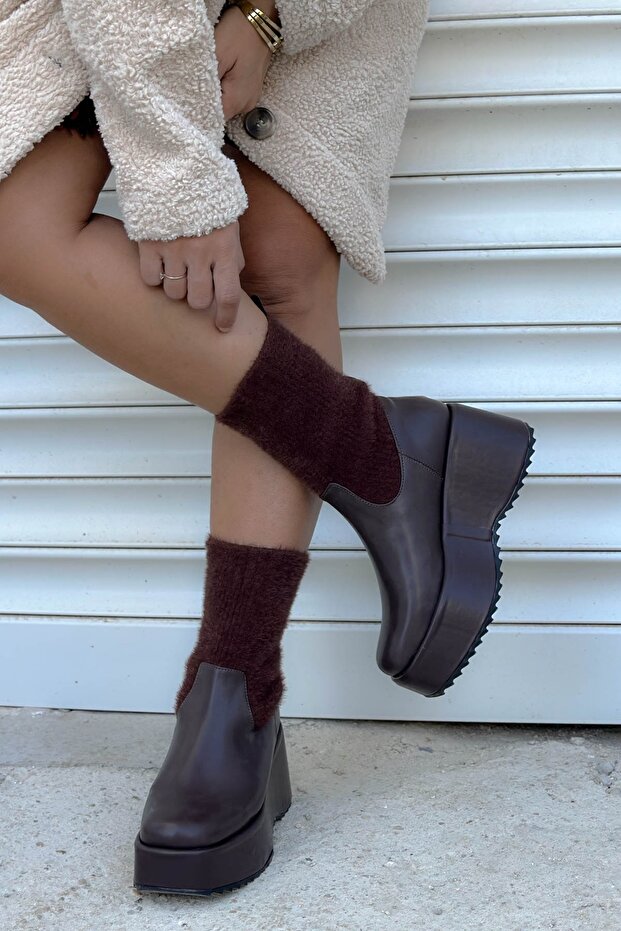 Glumb Acı Kahve Triko Strech Kadın Bot - 1