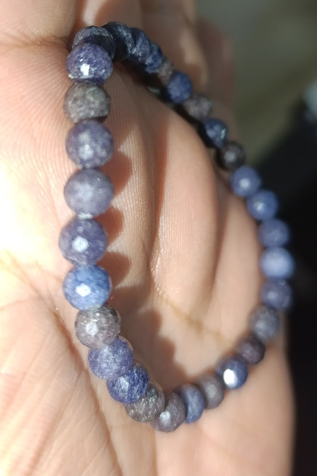 Sapphire Stone 6 mm Facet Cut Natural Natural Stone Bracelet