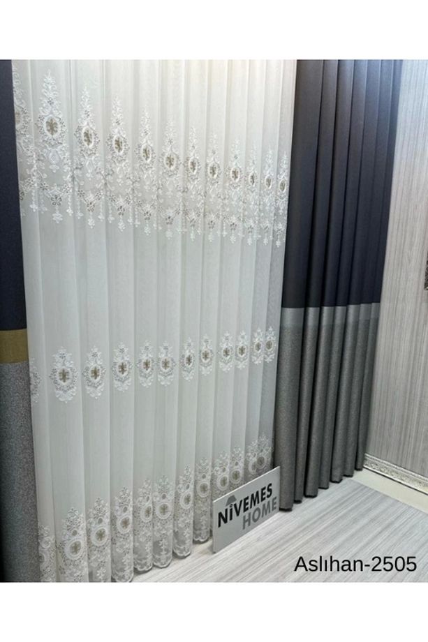 Nivemeshome Aslıhan Antrasit Ft632116 V-2505 1/3 Sık Pile Fon Perde Apm - 8