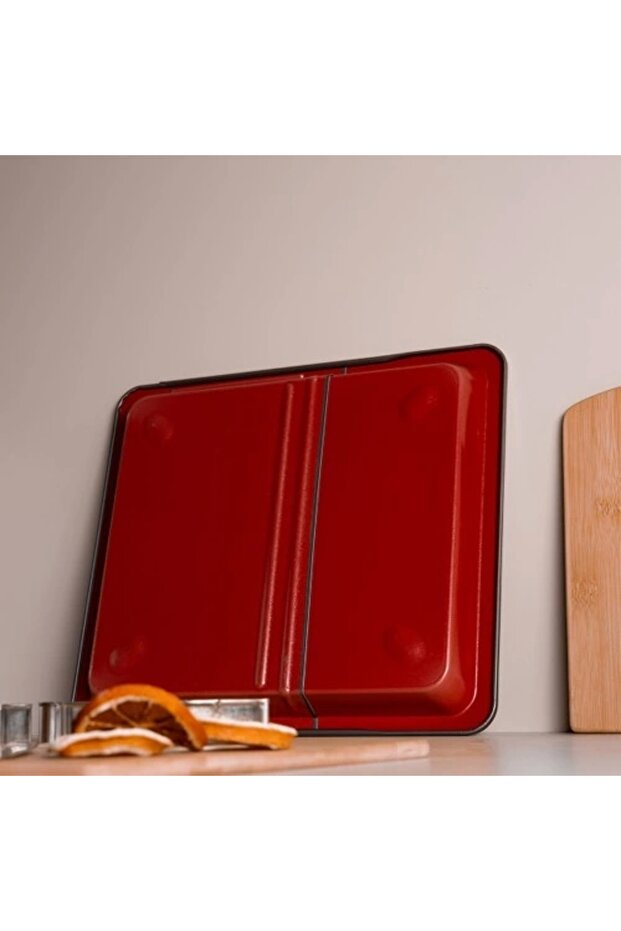 صينية فرن حمراء قابلة للتوسيع 37 سم. - 3