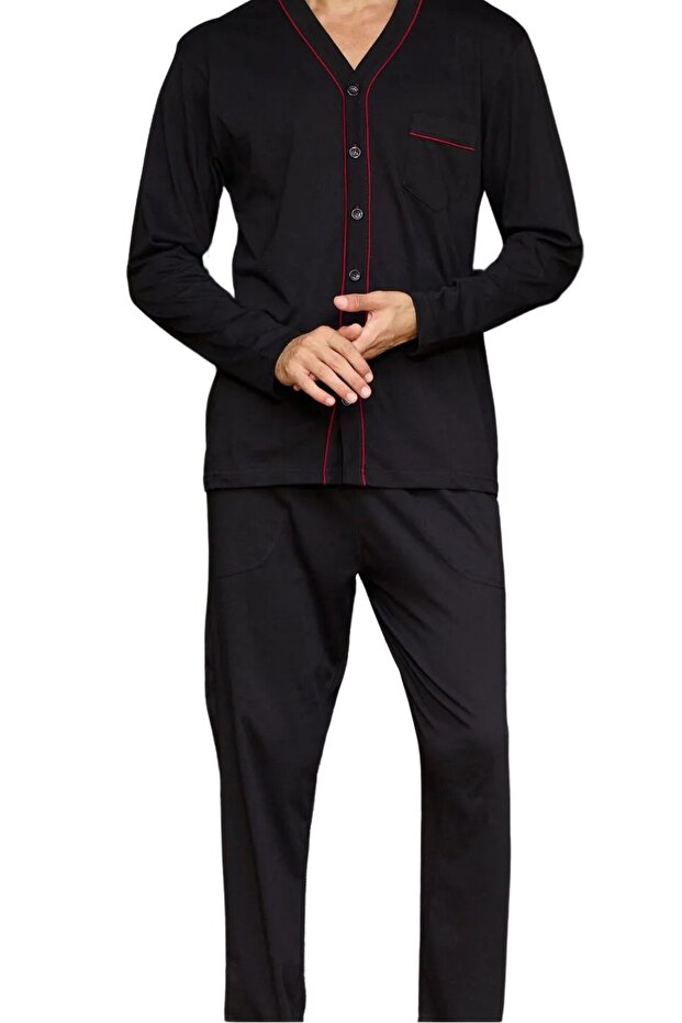 طقم بيجامة بأزرار كبيرة الحجم للرجال 9134 - 2