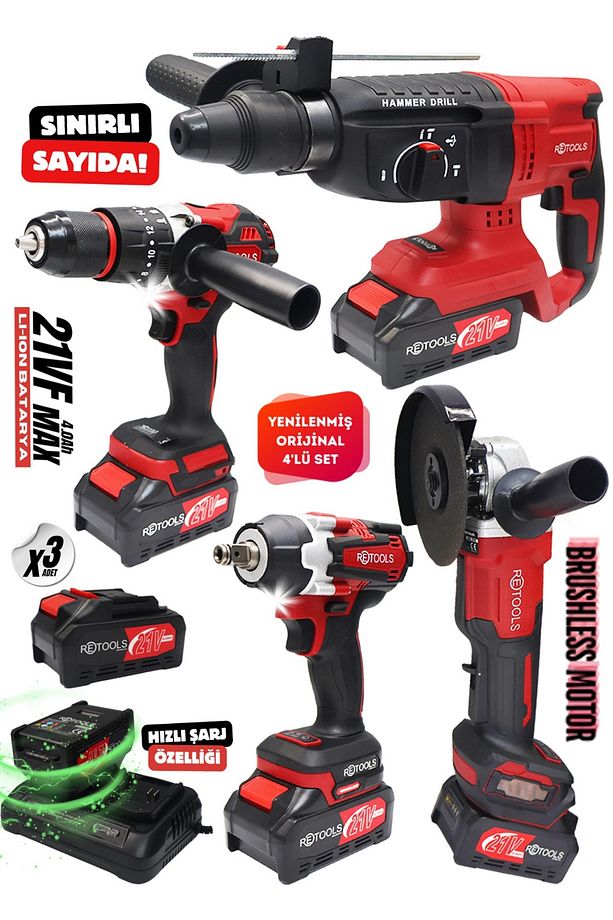 Profosyonel Turbo Kırmızı 4'lü Set - 1