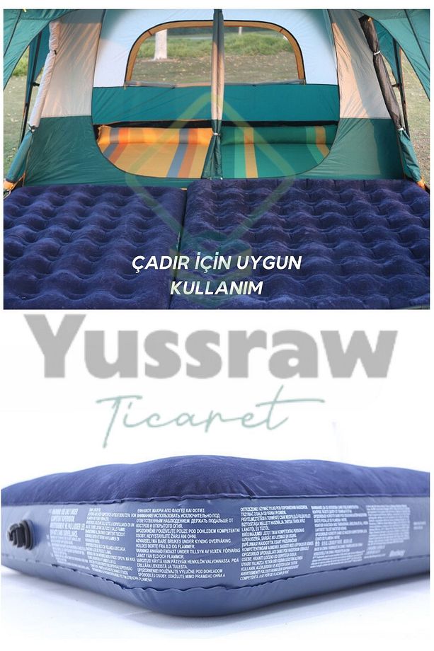 şişme kamp yatağı Çift Kişilik Şişme Yatak Pompa Ve 2 Yastık Dahil - 6