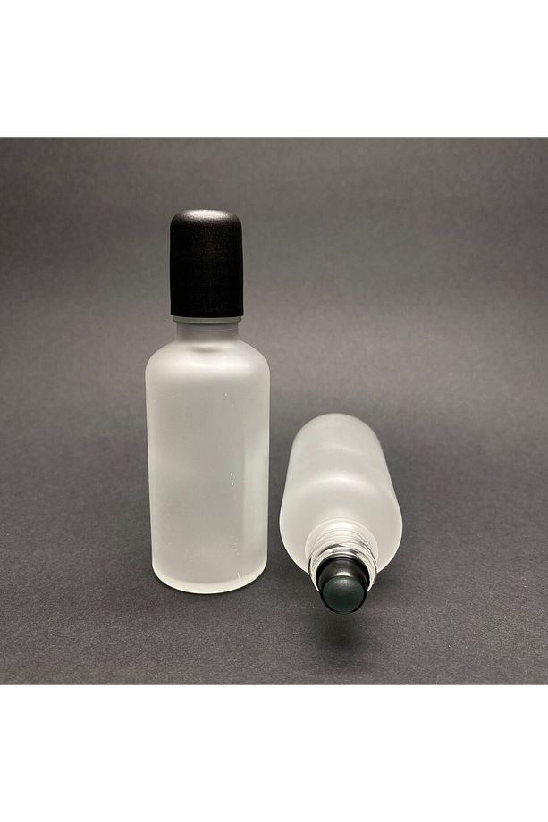 50 CC BUZLU CAM ROLL-ON ŞİŞESİ - SİYAH KAPAKLI - 50 ML CAM BİLYELİ ŞİŞE - CAM ROLL ON ŞİŞİ 2 ADET - 1