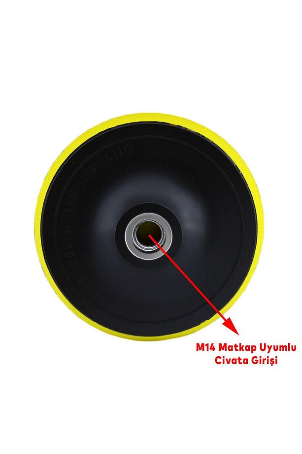 Cırt Zımpara Tabanı 115 mm Zımparalama Taşlama Sökülebilir M14 Cıvata Matkap Uyumlu + Matkap Aparatı - 5