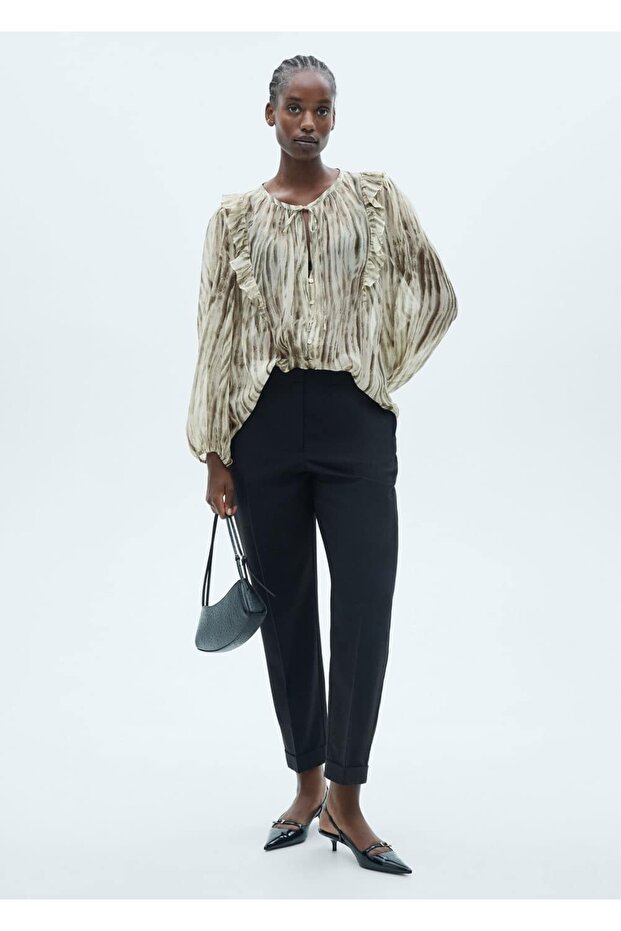 Yarı transparan desenli bluz - 6