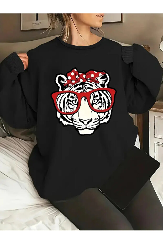 Printed Long Sleeve Comfortable Crew Neck Sweatshirt, Fall/Winter