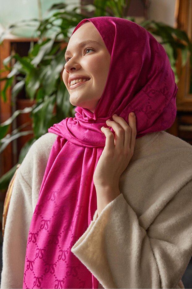 Yün Kaşmir Şal Fuşya Pembe - 6