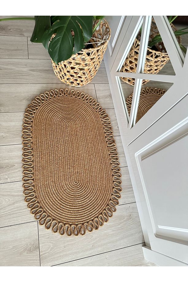 Jüt, Hasır Desenli Kapı Önü, Paspas, Banyo Paspası, Balkon Paspası Hasır Halı, jüt Paspas - 6