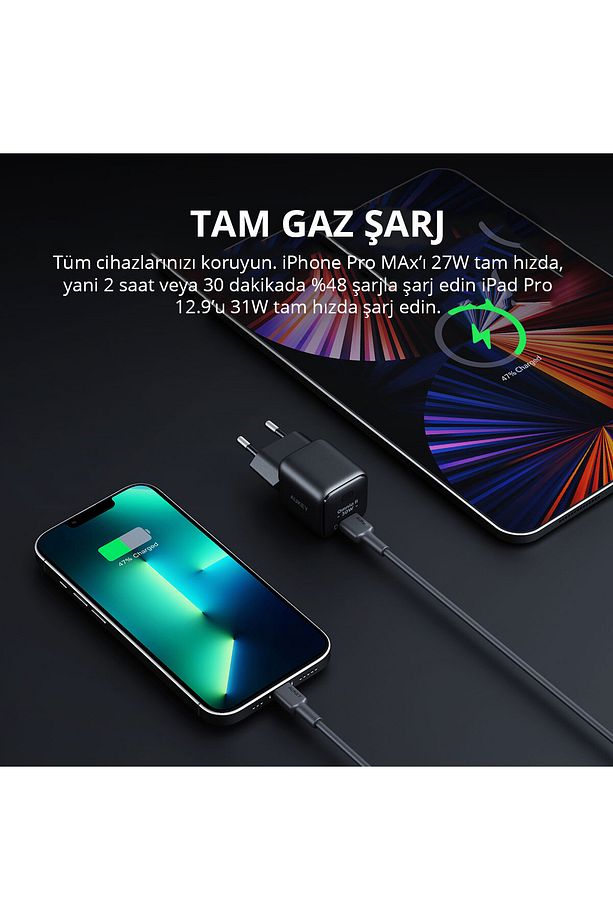 Pa-b1l-bk 30w Omnia Mini Gan Type-c Pd Şarj Adaptörü Siyah - 4