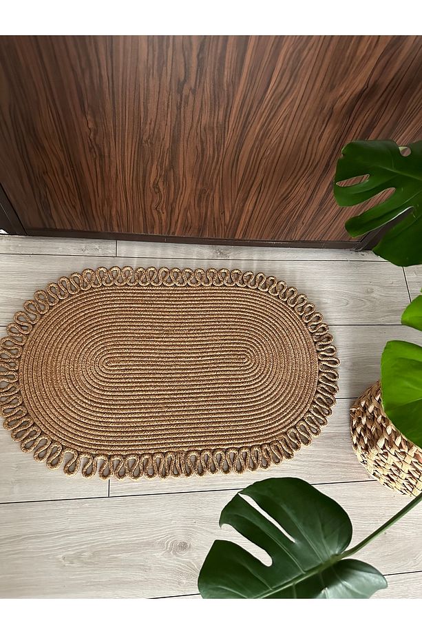 Jüt, Hasır Desenli Kapı Önü, Paspas, Banyo Paspası, Balkon Paspası Hasır Halı, jüt Paspas - 4