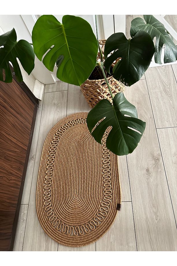 Jüt, Hasır Desenli Kapı Önü, Paspas, Banyo Paspası, Balkon Paspası Hasır Halı, jüt Paspas - 6