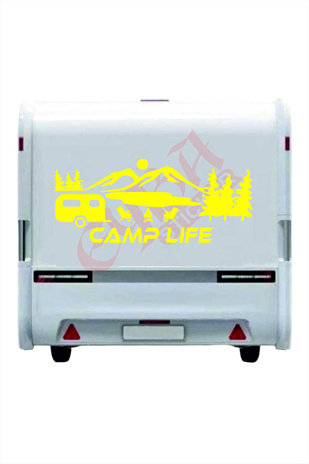 Camp Life Sticker 120X50 1 Piece Auto Sticker - Camping Caravan Sticker Wall Sticker