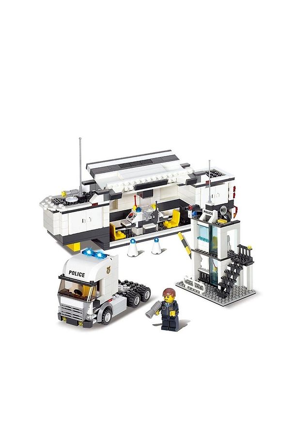 511 parça city klasik yapı taşları polis karakolu modeli yapı taşları DIY yapı oyuncak - 3
