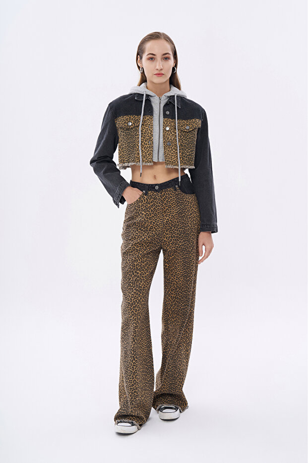 Beige Leopard Patterned Trousers - 4