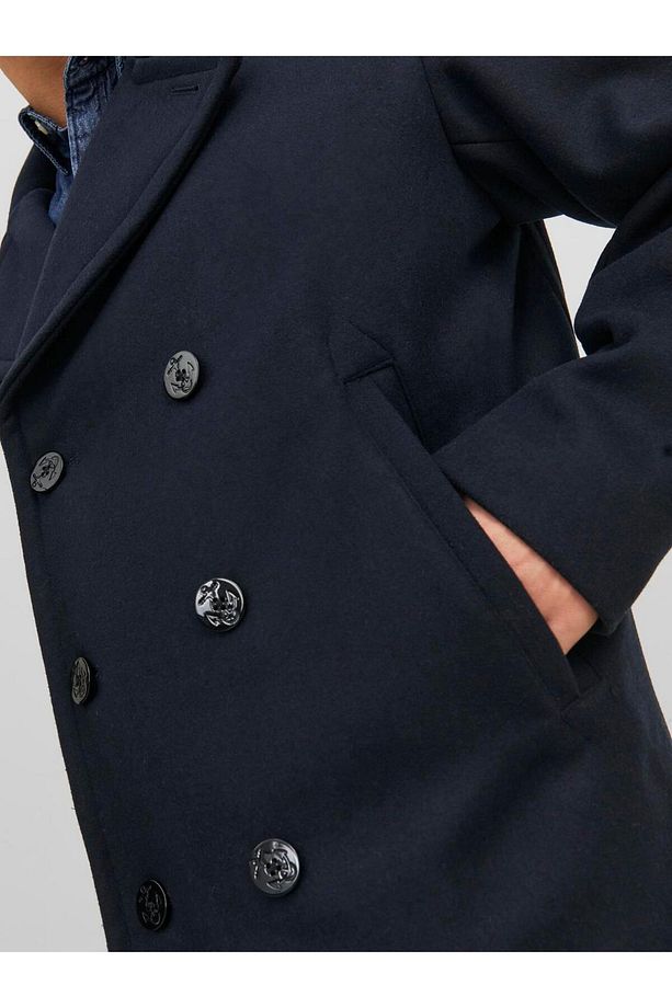 Jprblucaptaın Wool Peacoat Yün Karışımlı Kruvaze Yaka Denizci Kabanı - 6