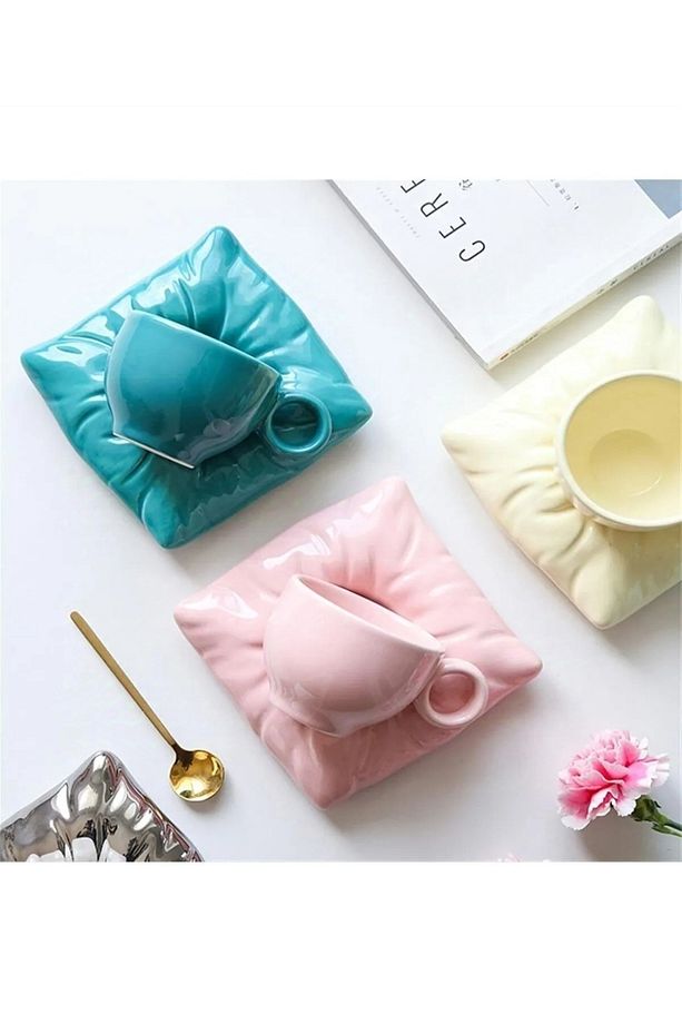 Mona 2 âdet Yastık Model kahve fincanı minder figürlü 90 ml - 1