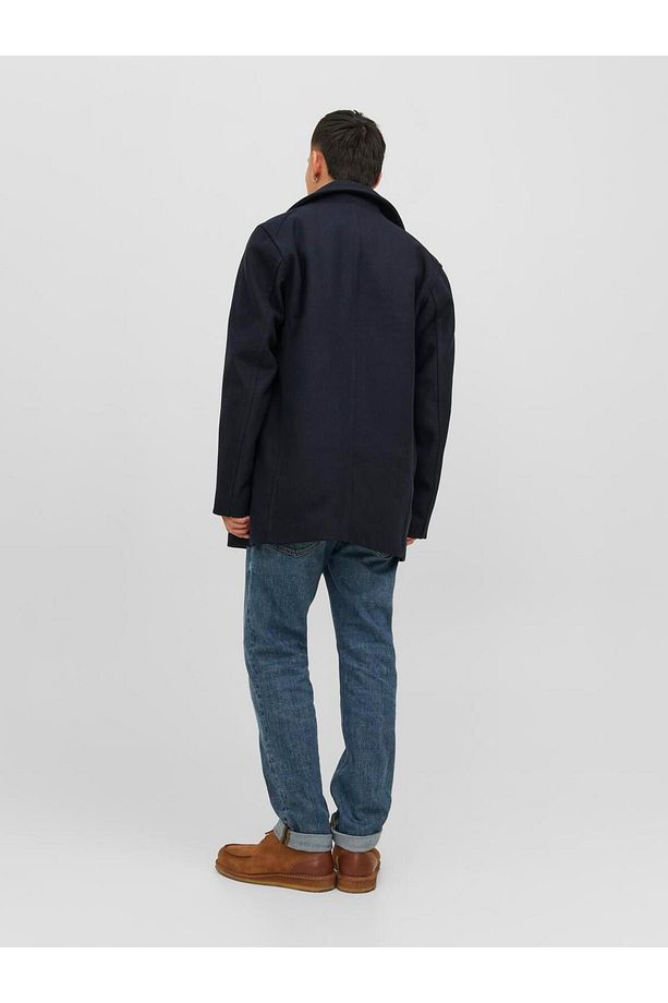 Jprblucaptaın Wool Peacoat Yün Karışımlı Kruvaze Yaka Denizci Kabanı - 4
